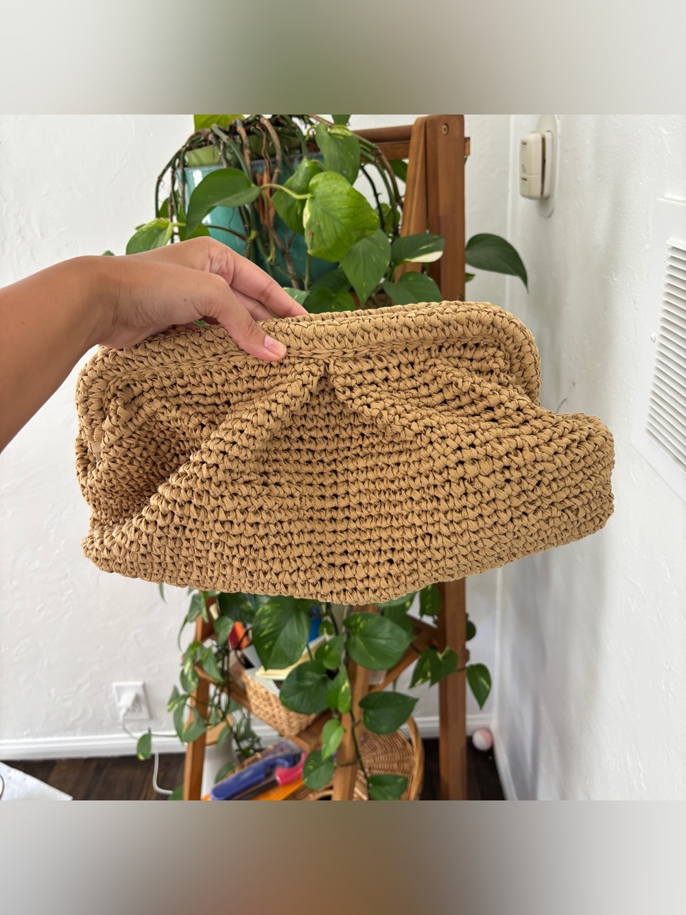 large straw clutch